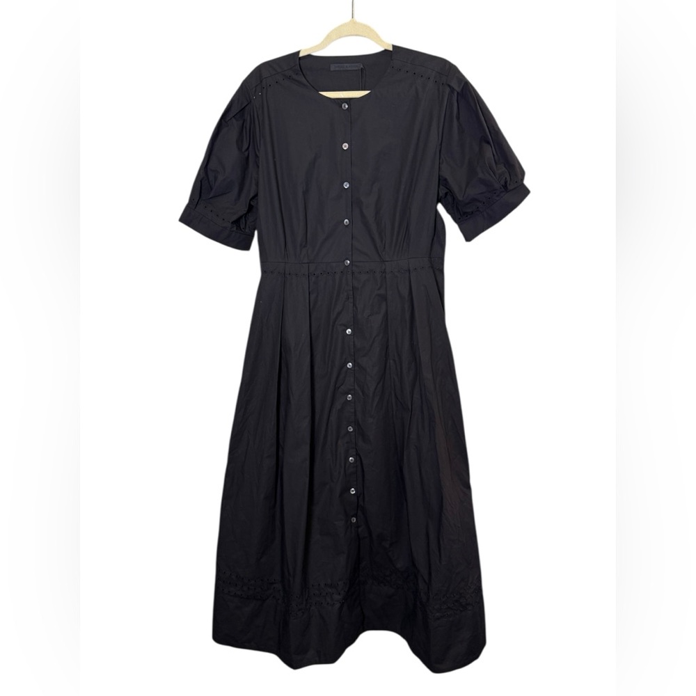 Jenni Kayne Black Lagenlook Harper Cotton Midi Dress with Button Detail sz XXL